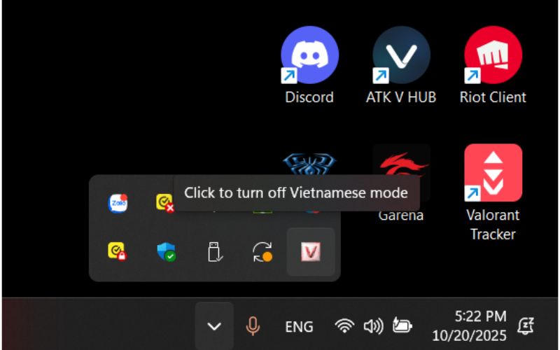 Bật chế độ gõ tiếng Việt
