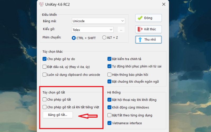 Kiểm tra lại bảng mã và kiểu gõ