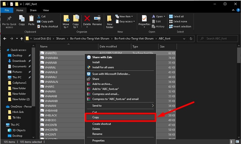 copy file font chữ