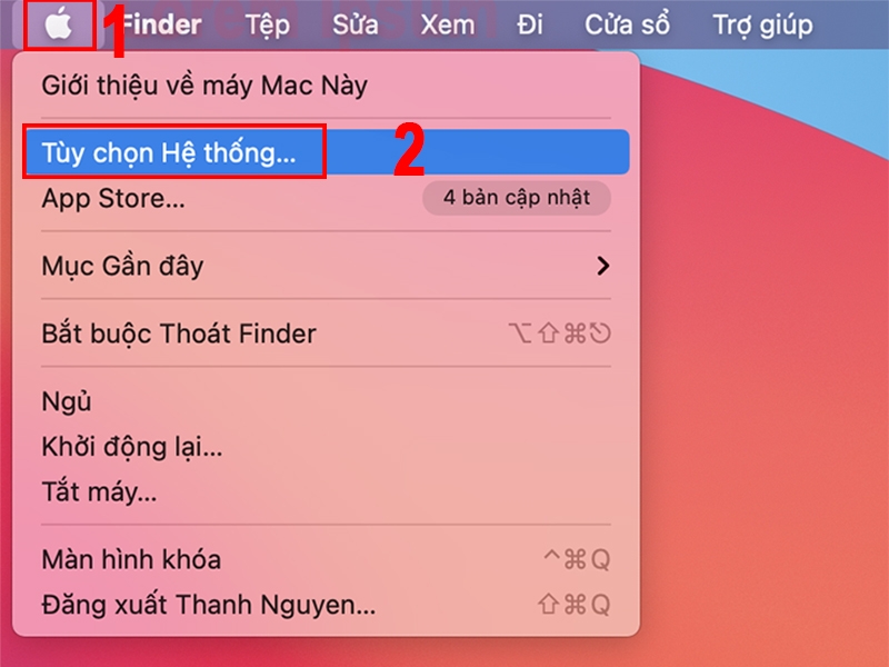 chọn mục tùy chọn hệ thống
