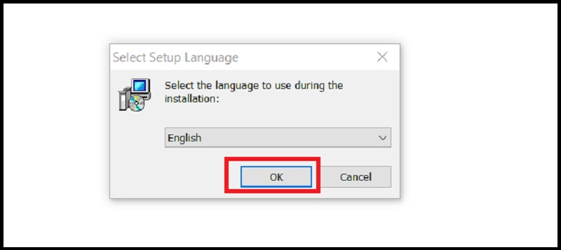 chọn ngôn ngữ phù hợp và nhấn OK