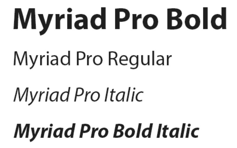 đặc điểm của font Myriad Pro Việt hóa