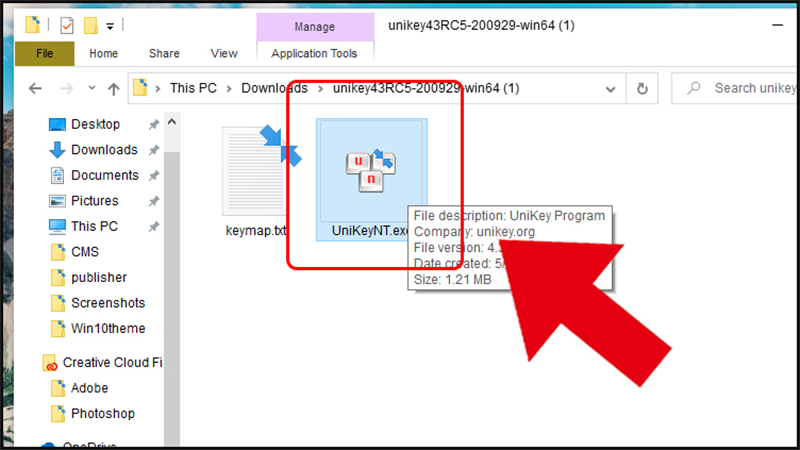 nhấp đúp chuột vào tệp UniKeyNT.exe