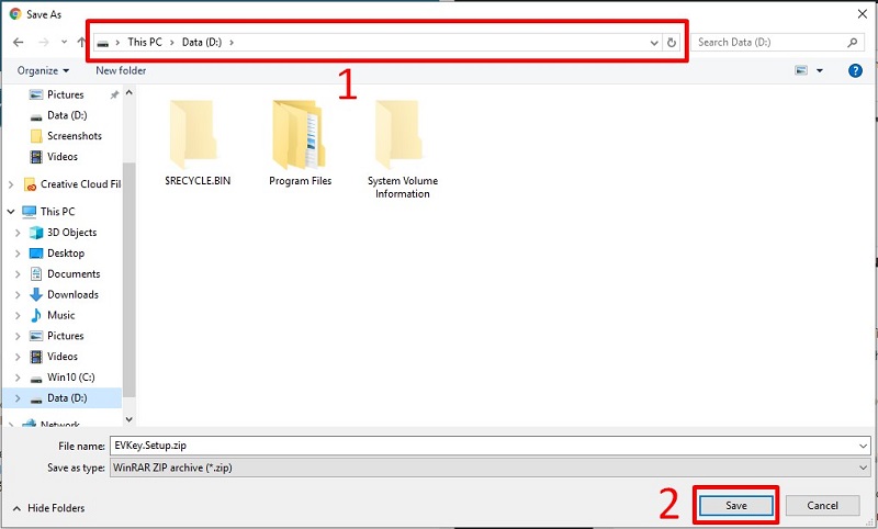 chọn thư mục lưu file và nhấn Save