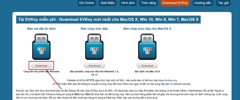 chọn phiên bản phù hợp và nhấn Download