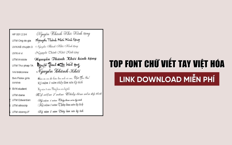 top font chữ viết tay Việt hóa